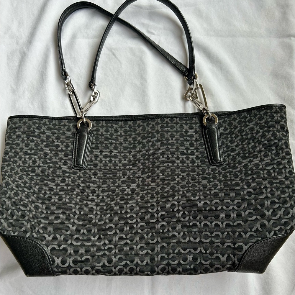 Coach Signature Black and Gray Tote